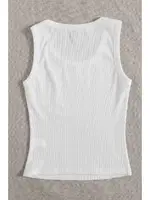 Merry See Düz Renk Kadın Kolsuz Bluz Crop Top Beyaz Beyaz detay görünüm