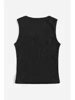 Düz Renk Kadın Kolsuz Bluz Crop Top Siyah Merry See 4586 Siyah detay görünüm