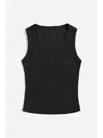 Düz Renk Kadın Kolsuz Bluz Crop Top Siyah Merry See 4586 Siyah farklı açı