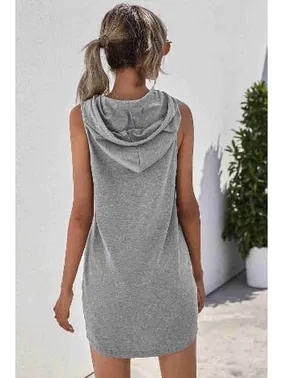 Merry See Merry See Kapüşonlu Kolsuz Elbise MS 2369 - Gri - Alternatif Görünüm