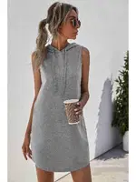 Merry See Kapüşonlu Kolsuz Elbise MS 2369 - Gri Gri farklı açı