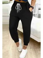 Lastik Paça Yüksek Bel Cepli Eşofman Altı Jogger Siyah Merry See MS4014 Siyah Siyah