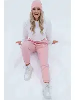 Lastik Paça Yüksek Bel İçi Şardonlu Özel Kumaş Eşofman Altı Merry See MS4000 Pembe Pembe