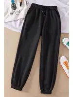 Lastik Paça Yüksek Bel İçi Şardonlu Özel Kumaş Eşofman Altı Jogger Merry See MS4000 Siyah Siyah görsel 4