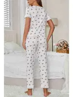 Güpür Dantelli Kiraz Baskılı Kısa Kollu Pijama Takımı Merry See MS2395 Beyaz Beyaz farklı açı