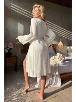 Merry See Özel Örme Kumaş Önden Bağlamalı Robdeşambr MS 4090 Beyaz Beyaz detay görünüm