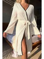 Merry See Özel Örme Kumaş Önden Bağlamalı Robdeşambr MS 4090 Beyaz Beyaz görsel 4