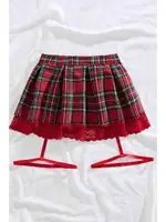 Pileli Dantelli Ekose Arkadan Bağlamalı Etek Jartiyer Merry See MS8396 Çok Renkli Çok Renkli farklı açı