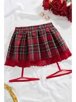 Pileli Dantelli Ekose Arkadan Bağlamalı Etek Jartiyer Merry See MS8396 Çok Renkli Çok Renkli görsel 4