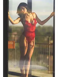 Merry See Merry See Seksi Jartiyer Takım+ ÇORAP HEDİYELİ Kırmızı