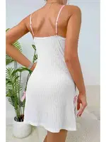 Fiyonk Detaylı Yanlardan Yırtmaçlı Dantelli Gecelik Merry See MS4416 Beyaz Beyaz detay görünüm