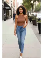 Crop Örme Kumaş Kahverengi Kadın Bluz Merry See MS39019 Kahverengi