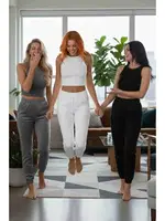 Kalın Askılı Polarlı Kadın Pijama Takımı Merry See MS 40819 Beyaz detay görünüm