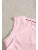 Yanları Büzgülü Kolsuz Bluz Crop Top Atlet Pembe Merry See MS3903 Pembe farklı açı