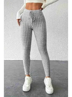 Merry See Yüksek Bel Özel Kumaş Tayt Gri Merry See MS4001 Gri