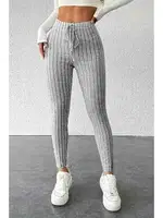 Yüksek Bel Özel Kumaş Tayt Gri Merry See MS4001 Gri Gri