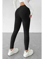 Fitilli Yüksek Bel Özel Kumaş Tayt Siyah Merry See MS4001 Siyah Siyah farklı açı