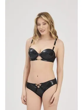 Moonlight Metal Aksesuarlı Deri Balenli Kadın Sütyen Takım Moonlight 333