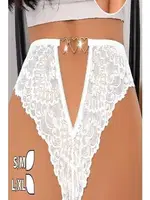 Metal Kalp Aksesuarlı Fantazi Dantel Külot Real Passione 322 Beyaz detay görünüm