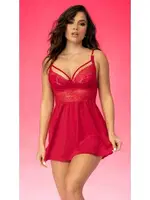 Mini Dantel Detaylı Kırmızı Gecelik For Dreams 8608 Kırmızı