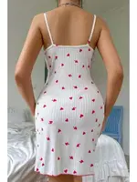 Minik Kalpli İnce Askılı Fitilli Kumaş Kısa Gecelik Ruselin 5070 Beyaz görsel 5