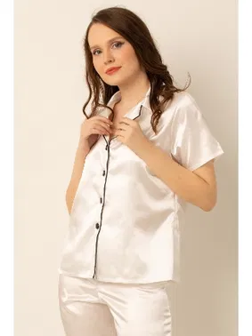 Miorre Gömlek Yaka Saten Pijama Üst Miorre 001-001161 - Alternatif Görünüm