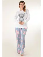 Çiçekli Kadın Pijama Takımı Miorre 001-015079 Beyaz