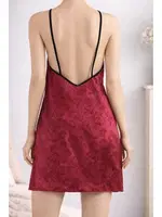 Derin Sırt Dekolteli Fantezi Gecelik Miorre 001-000890 Bordo detay görünüm