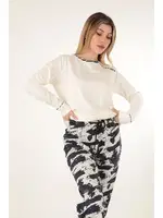 Uzun Kollu Desenli Kadın Pijama Takımı Miorre 001-015072 Ekru detay görünüm