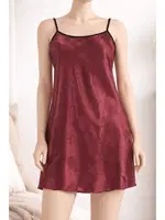 Gül Desenli Saten Mini Fantezi Gecelik Miorre 001-000887 Bordo farklı açı