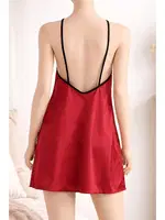 Sırt Dekolteli Kadın Saten Gecelik Miorre 001-000885 Bordo detay görünüm