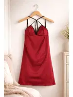 Sırt Dekolteli Kadın Saten Gecelik Miorre 001-000885 Bordo görsel 4