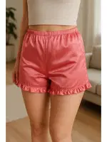 Yüksek Bel Fırfır Detaylı Saten Şort Miorre 001-001129 Yavruağzı