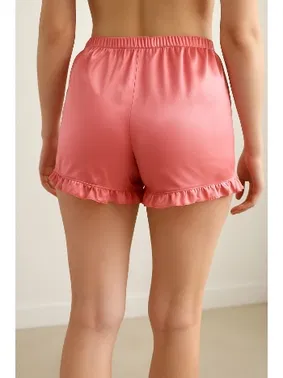 Miorre Yüksek Bel Fırfır Detaylı Saten Şort Miorre 001-001129 - Alternatif Görünüm