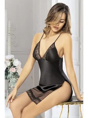 Miss Laris Transparan Detaylı Dekolteli Saten Gecelik Miss Laris 2017 - Alternatif Görünüm