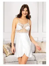 Miss Laris Asimetrik Kesim Göğüs Dekolteli Saten Gecelik Miss Laris 2060