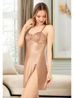 Derin Yırtmaçlı Askılı Saten Gecelik Miss Laris 2079 Görsel