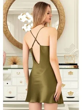 Miss Laris Sırtı Çapraz Askılı Saten Gecelik Miss Laris 2081 - Alternatif Görünüm