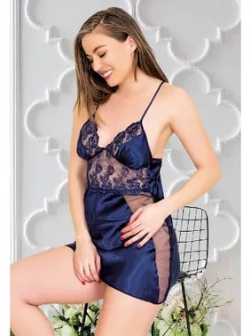 Miss Laris Çapraz Askılı Saten Kısa Kadın Gecelik Miss Laris 2092