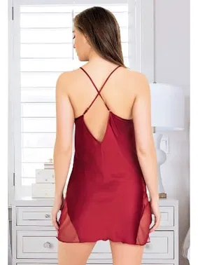 Miss Laris Transparan Yırtmaçlı Saten Gecelik Miss Laris 2097 - Alternatif Görünüm