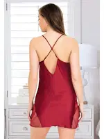 Transparan Yırtmaçlı Saten Gecelik Miss Laris 2097 Görsel detay görünüm