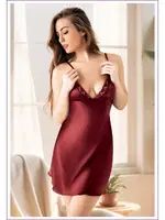 Yakası Dantelli Ayar Askılı Saten Gecelik Miss Laris 2145 Görsel