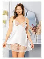 Büyük Beden İnce Askıkı Saten Gecelik Miss Laris 4023 Beyaz