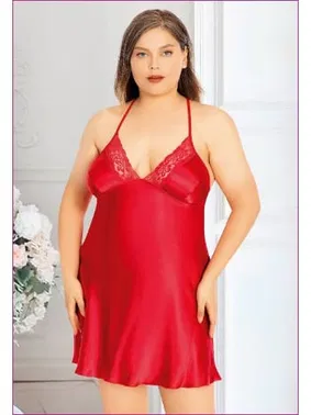 Miss Laris Kırmızı Askılı Mini Kırmızı Gecelik Miss Laris 4026