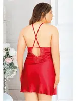 Kırmızı Askılı Mini Kırmızı Gecelik Miss Laris 4026 Kırmızı detay görünüm