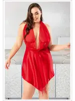 Büyük Beden Arkası Kısa Saten Gecelik Miss Laris 4033 Görsel