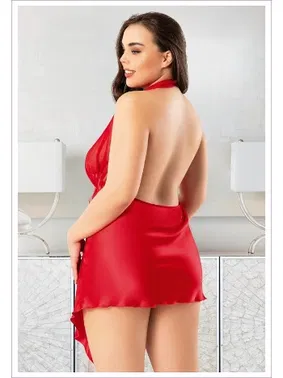 Miss Laris Büyük Beden Arkası Kısa Saten Gecelik Miss Laris 4033 - Alternatif Görünüm