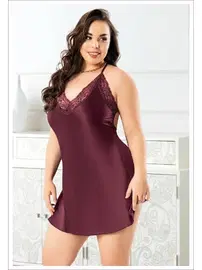 Miss Laris Sırt Dekolteli Büyük Beden Kadın Saten Gecelik Miss Laris 4035