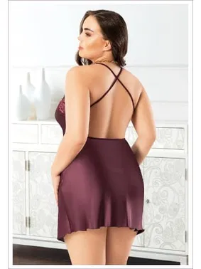 Miss Laris Sırt Dekolteli Büyük Beden Kadın Saten Gecelik Miss Laris 4035 - Alternatif Görünüm