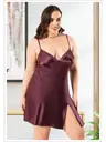 Büyük Beden Bordo Basic Saten Gecelik Miss Laris 4048